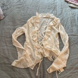 Commense Cream Ruffle Tie Blouse